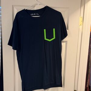 The Rail Navy T-Shirt with Neon Green Pocket